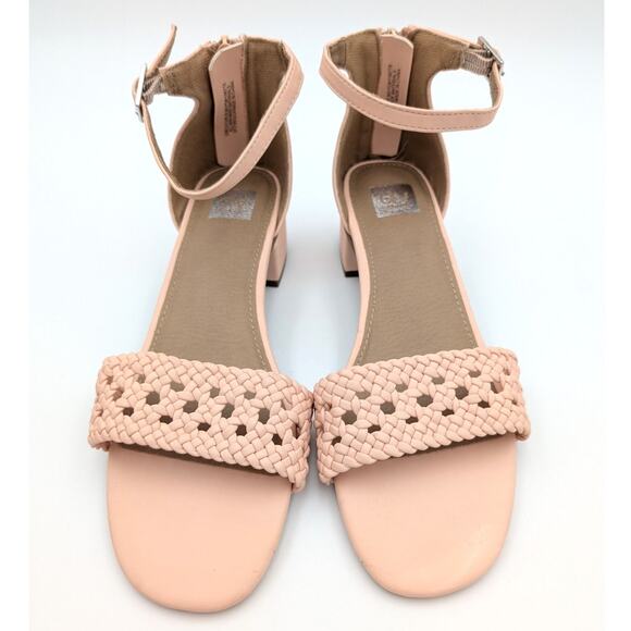 DV Dolce Vita Girls Braided Heeled Ankle Strap Sandals Pink Size US5 EU38 - Picture 9 of 11